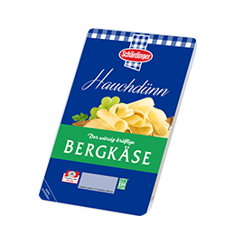 Das Bild zeigt den Schärdinger Bergkäse in hauchdünnen Scheiben