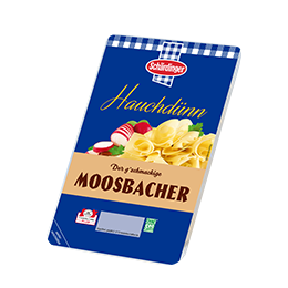 Das Bild zeigt den Schärdinger Moosbacher in hauchdünnen Scheiben