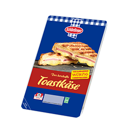 Das Bild zeigt den herzhaft würzigen Schärdinger Toastkäse in Scheiben