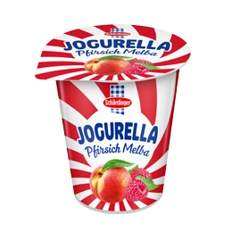 Das Bild zeigt das Schärdinger Jogurella in der Sorte Pfirsich-Melba