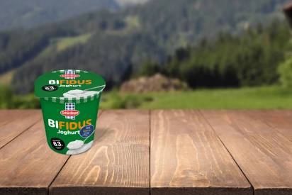 Das Bild zeigt den Schärdinger Bifidus im 150g Becher mit VKI Sticker