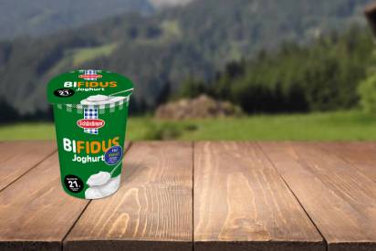 Das Bild zeigt den Schärdinger Bifidus im 500g Becher mit VKI Sticker